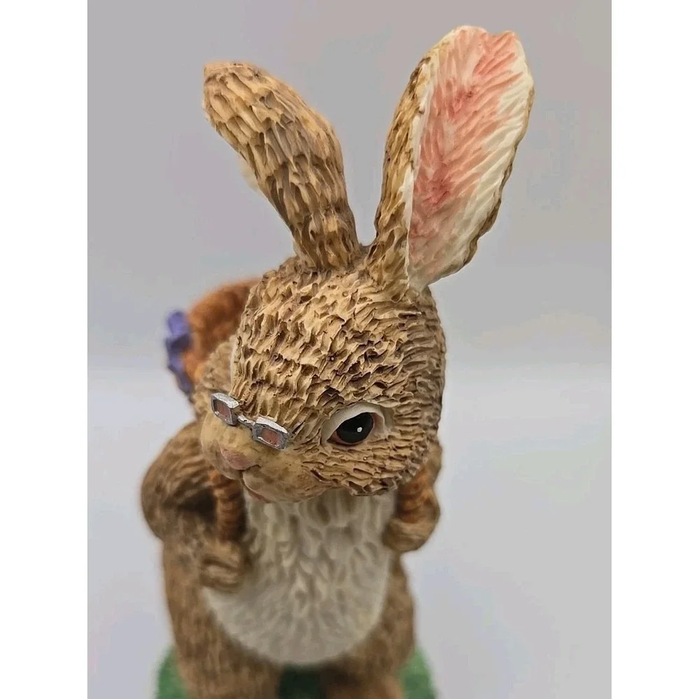 Dept  56 Vintage Easter Bunny Figurine Rabbit Basket  Retired Resin